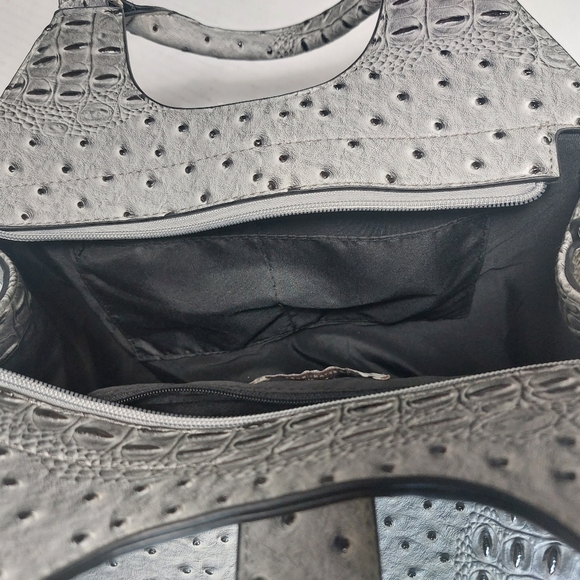 CATO Women's Faux Crocodile Print Large Fashion Gray and Black Handbag - Picture 10 of 15